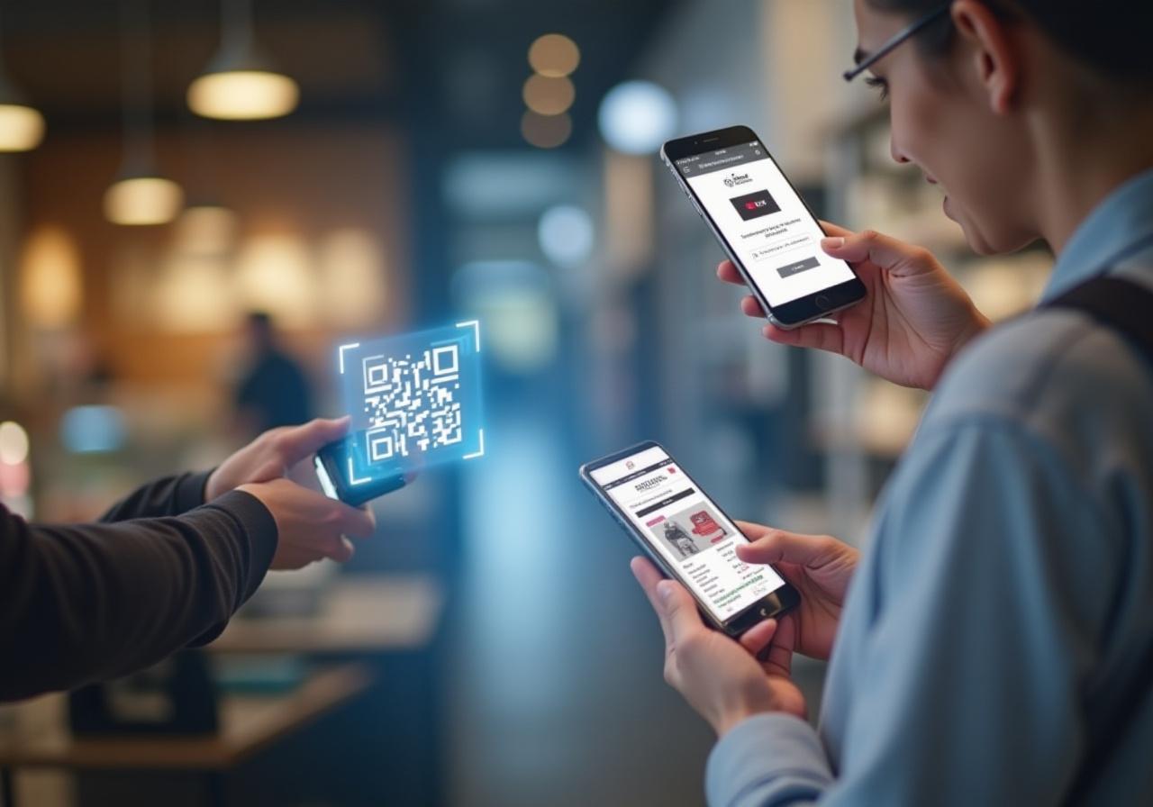 Customer using QR code to redeem gift card across multiple channels